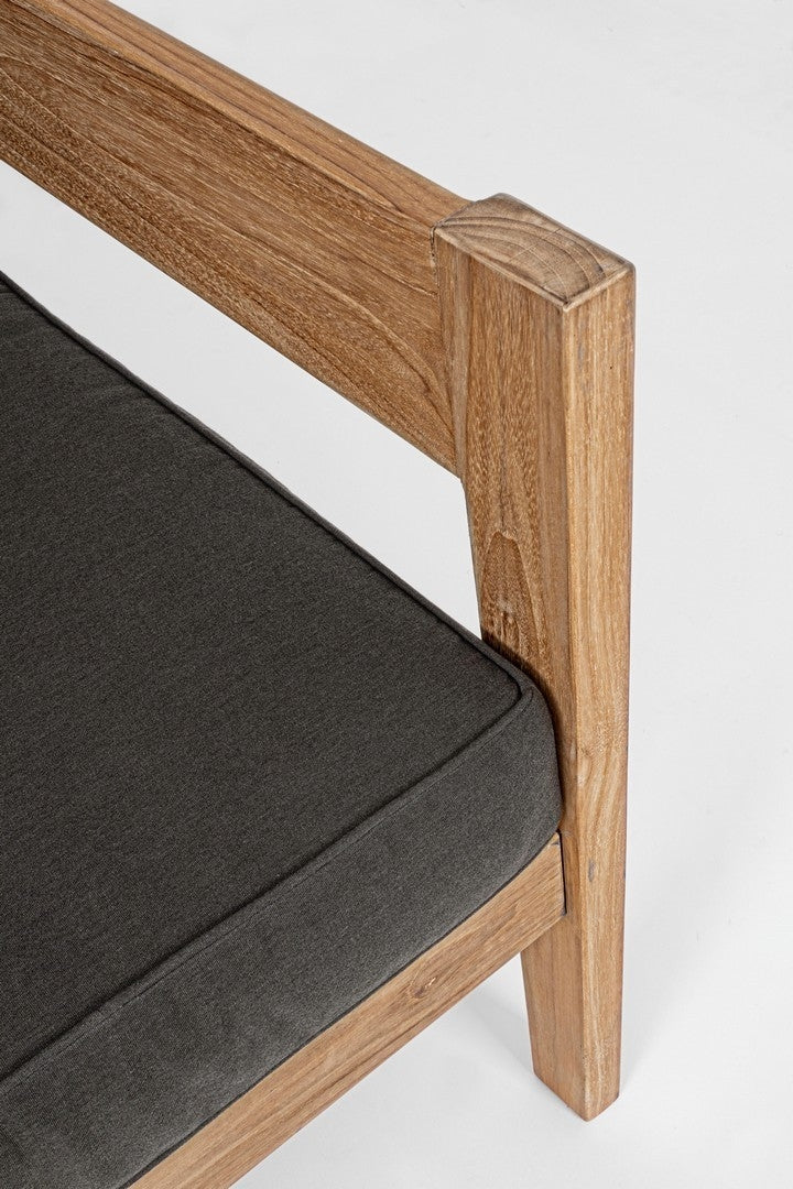 Fotoliu fix pentru gradina / terasa, din lemn de tec, cu perne detasabile, Kobo Antracit / Natural, l90xA90xH79 cm (7)