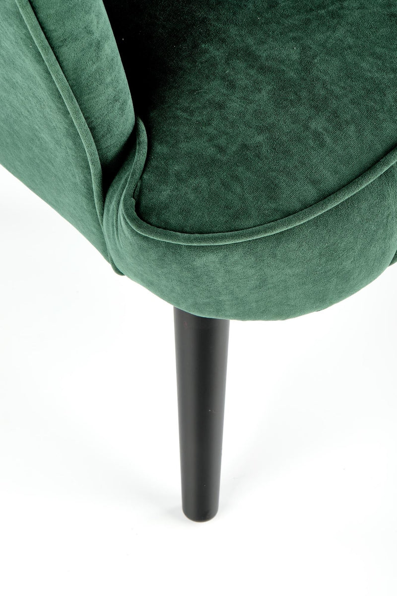 Fotoliu fix tapitat cu stofa si picioare din lemn, Delbert Velvet Verde Inchis / Negru, l75xA70xH100 cm (8)
