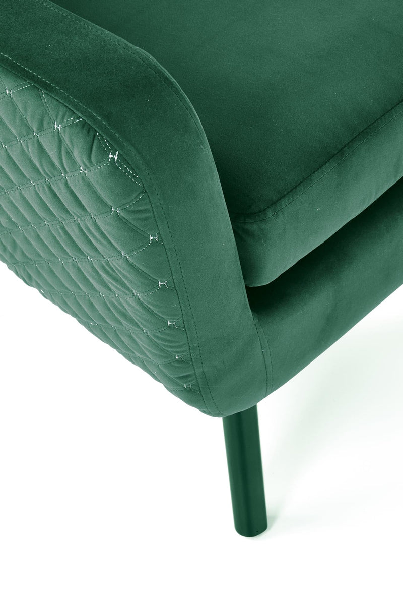 Fotoliu fix tapitat cu stofa si picioare din lemn, Marvolo Velvet Verde Inchis / Negru, l75xA83xH103 cm (6)