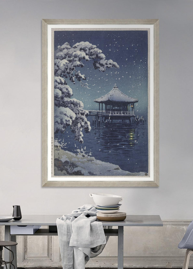Tablou Framed Art Snow At Ukimido By Koitsu (1)