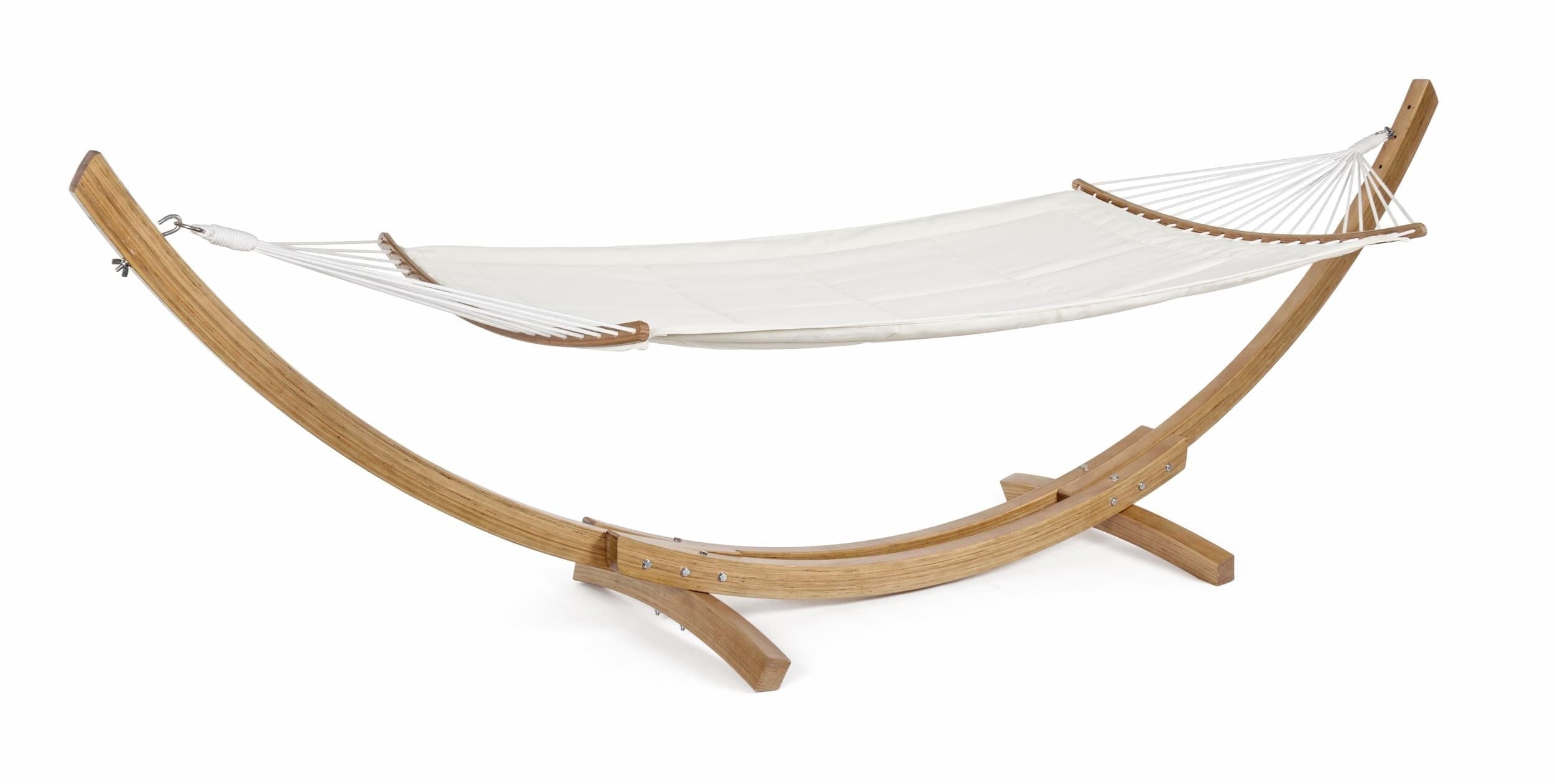 Hamac cu suport din lemn de eucalipt, Luxory Alb / Natural, L383xl89xH120 cm