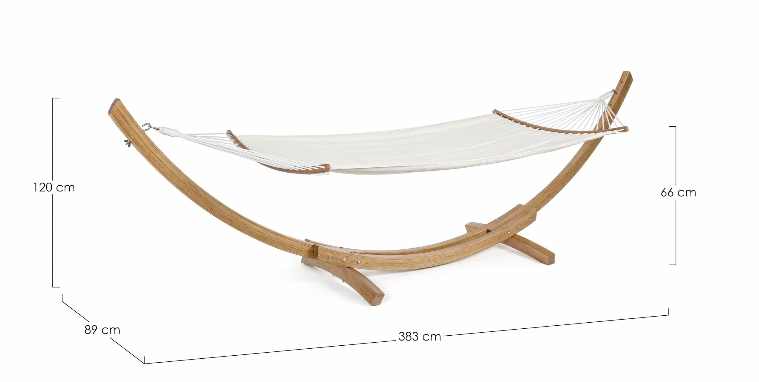 Hamac cu suport din lemn de eucalipt, Luxory Alb / Natural, L383xl89xH120 cm (3)