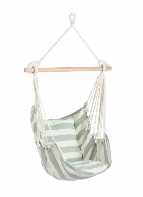 Hamac tip scaun, din bumbac si poliester, Relax Alb / Verde Mint, L100xl85 cm
