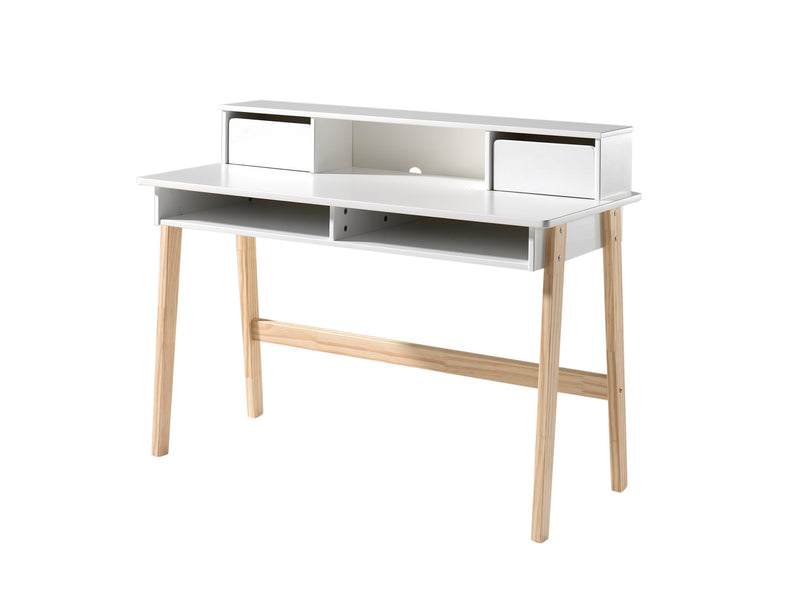 Masa de birou din lemn de pin si MDF cu 2 sertare, pentru copii Kiddy Alb, L110xl60xH90 cm (4)