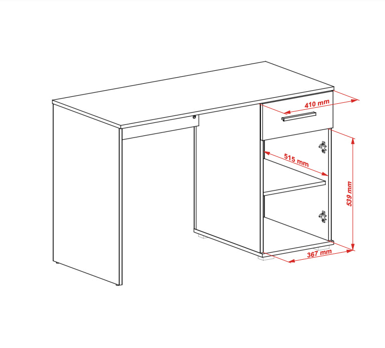 Masa de birou din pal, cu 1 sertar si 1 usa Liamis B-1 Stejar Sonoma, L120xl55xH75 cm (1)
