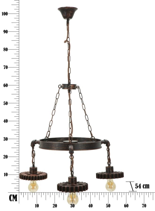 Mauro Ferretti Lustra Ingranaggio 3 Negru / Cupru