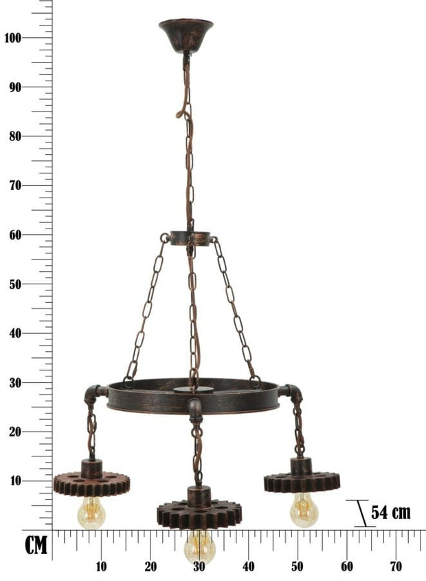 Mauro Ferretti Lustra Ingranaggio 3 Negru / Cupru