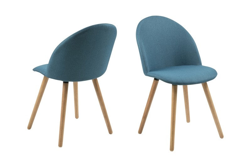 Set 2 scaune tapitate cu stofa, cu picioare din lemn Manley Petrol / Oak, l49xA54,5xH83,5 cm (2)