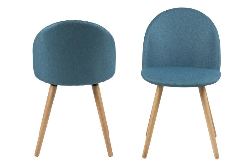 Set 2 scaune tapitate cu stofa, cu picioare din lemn Manley Petrol / Oak, l49xA54,5xH83,5 cm
