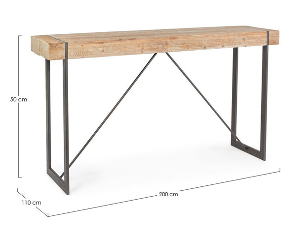 Masa de bar din lemn de brad si metal Garrett Natural / Negru, L200xl50xH110 cm (5)
