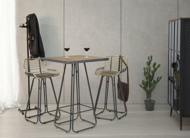 Mauro Ferretti Masa de bar din lemn si metal Dublin Square Natural / Gri inchis, L70xl70xH106 cm