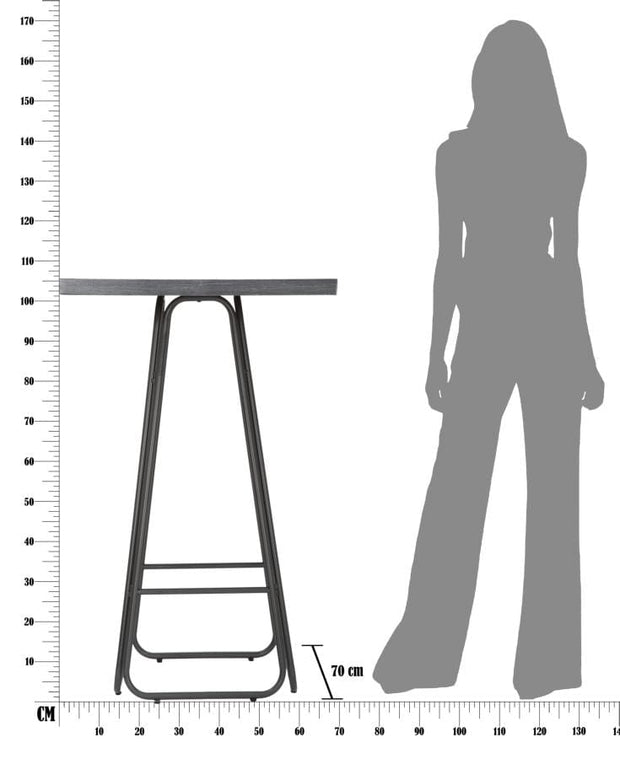 Mauro Ferretti Masa de bar din lemn si metal Dublin Square Natural / Gri inchis, L70xl70xH106 cm