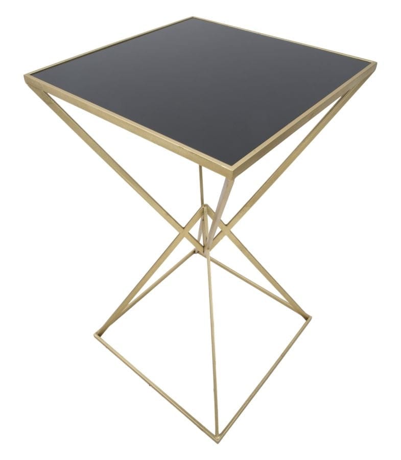 Mauro Ferretti Masa de bar din metal si sticla Piramid Auriu / Negru, L60xl60xH105 cm