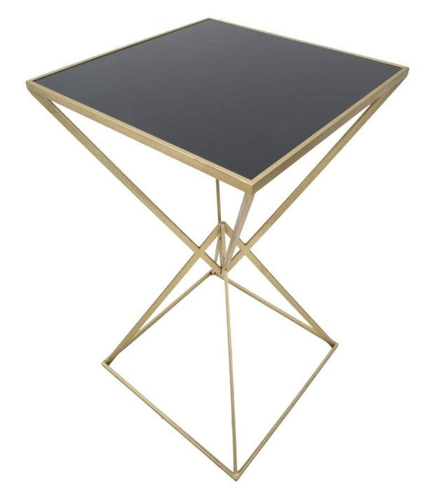 Mauro Ferretti Masa de bar din metal si sticla Piramid Auriu / Negru, L60xl60xH105 cm