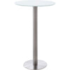 Masa de bar din sticla si metal, Zarina 1 Round Alb / Crom, Ø65xH105 cm