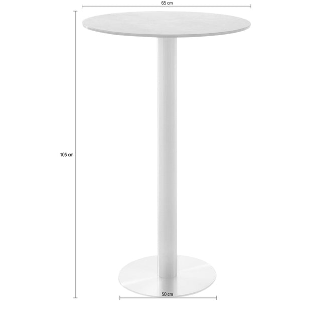 Masa de bar din sticla si metal, Zarina 1 Round Alb / Crom, Ø65xH105 cm (4)