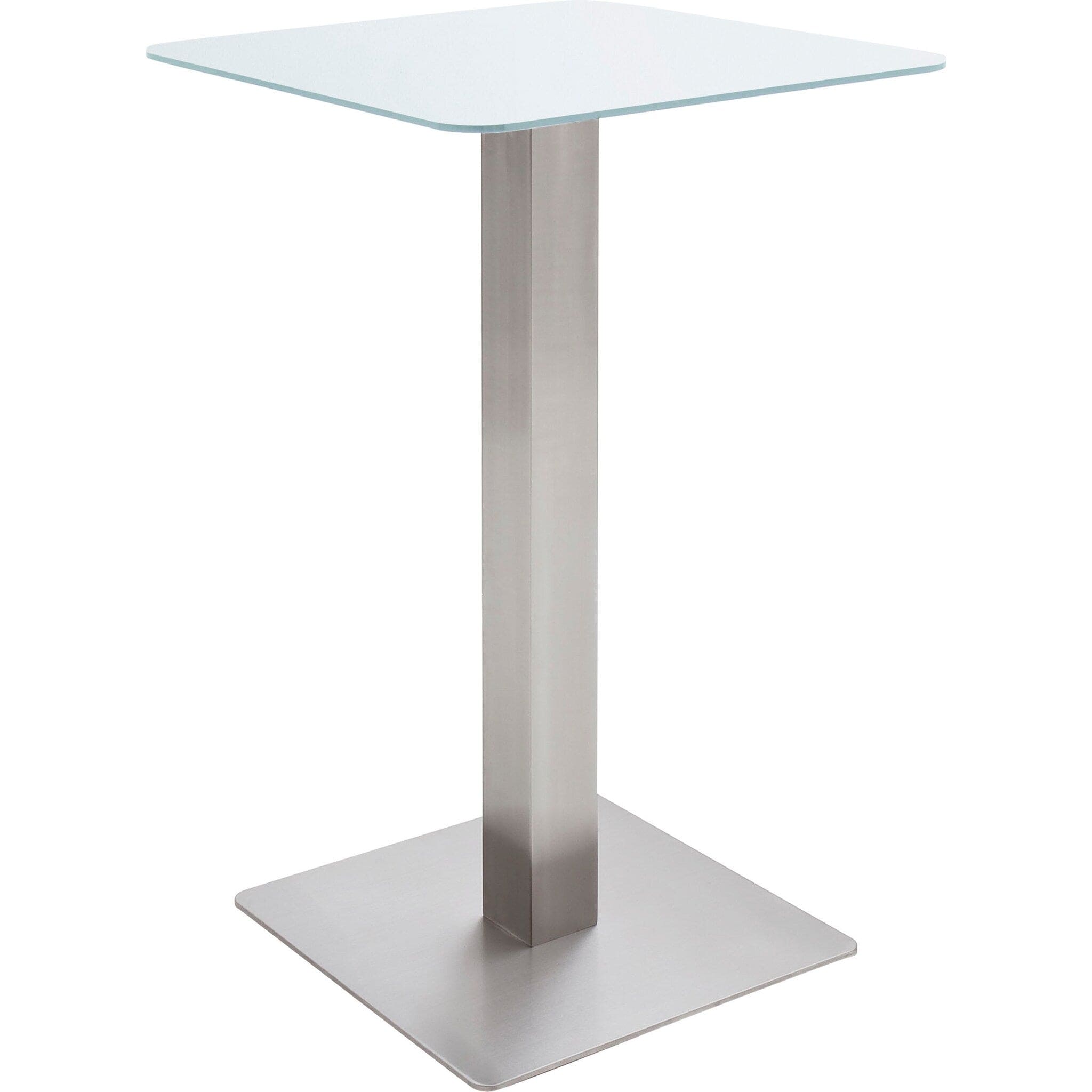 MCA Furniture Masa de bar din sticla si metal, Zarina 2 Square Alb / Crom, L70xl70xH105 cm