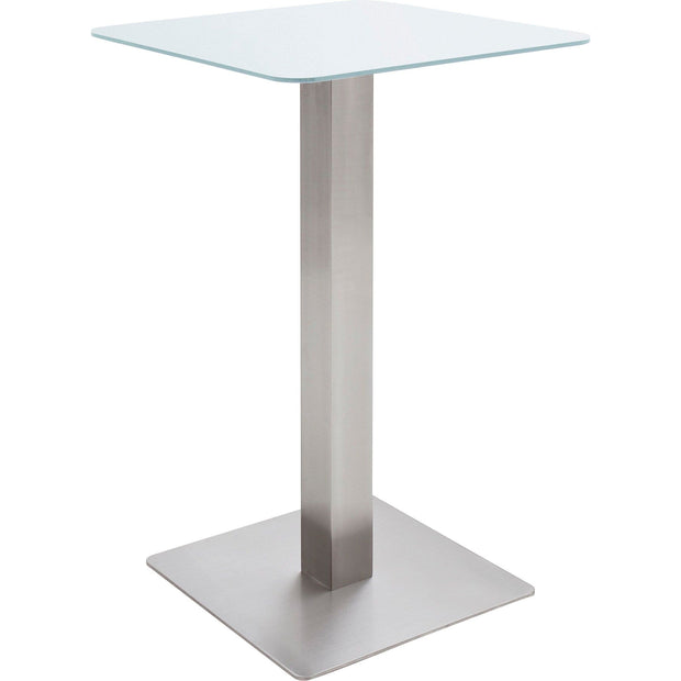 MCA Furniture Masa de bar din sticla si metal, Zarina 2 Square Alb / Crom, L70xl70xH105 cm