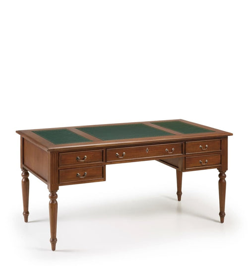 Moycor Masa de birou din lemn cu 5 sertare, Vintage Victorian Nuc, L160xl80xH79 cm