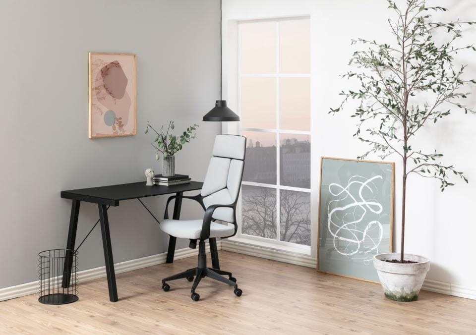 Masa de birou din metal si sticla, Typhoon Negru, L125xl65xH77,5 cm (2)