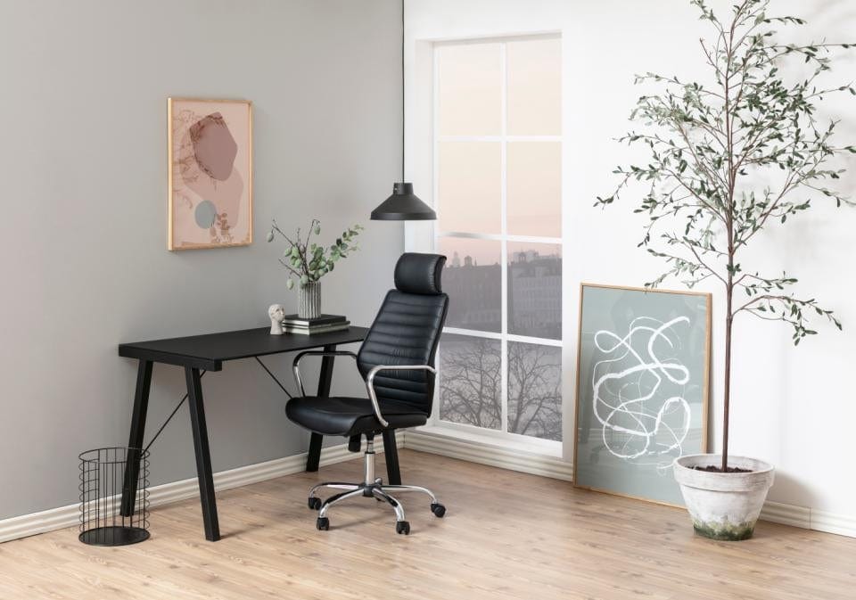 Masa de birou din metal si sticla, Typhoon Negru, L125xl65xH77,5 cm (4)