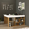 Asir Masa de birou din pal, cu biblioteca, Tywin CT5-AW Alb / Natural, L120xl120xH72 cm