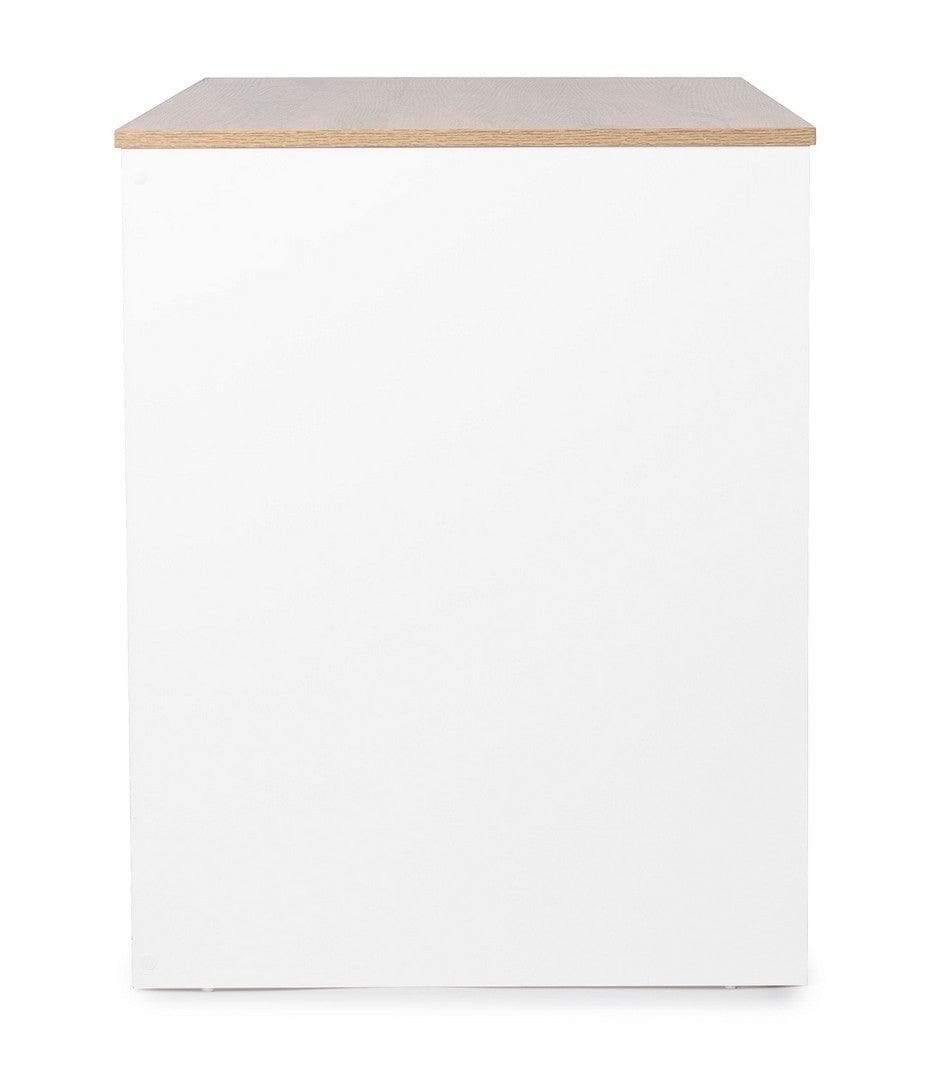 Masa de birou din pal si lemn, cu 4 sertare Alberta Natural / Alb, L120xl60xH75 cm (3)