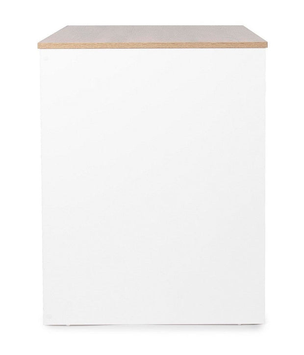 Masa de birou din pal si lemn, cu 4 sertare Alberta Natural / Alb, L120xl60xH75 cm (3)