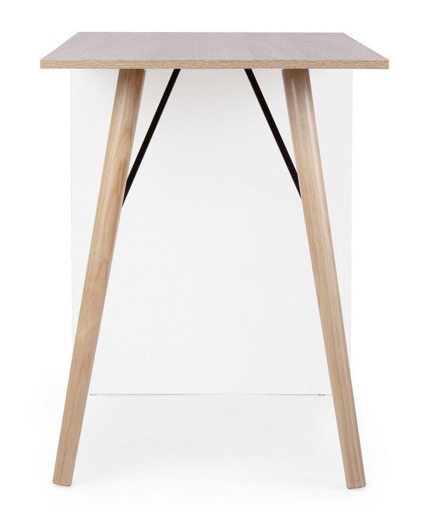 Masa de birou din pal si lemn, cu 4 sertare Alberta Natural / Alb, L120xl60xH75 cm (4)