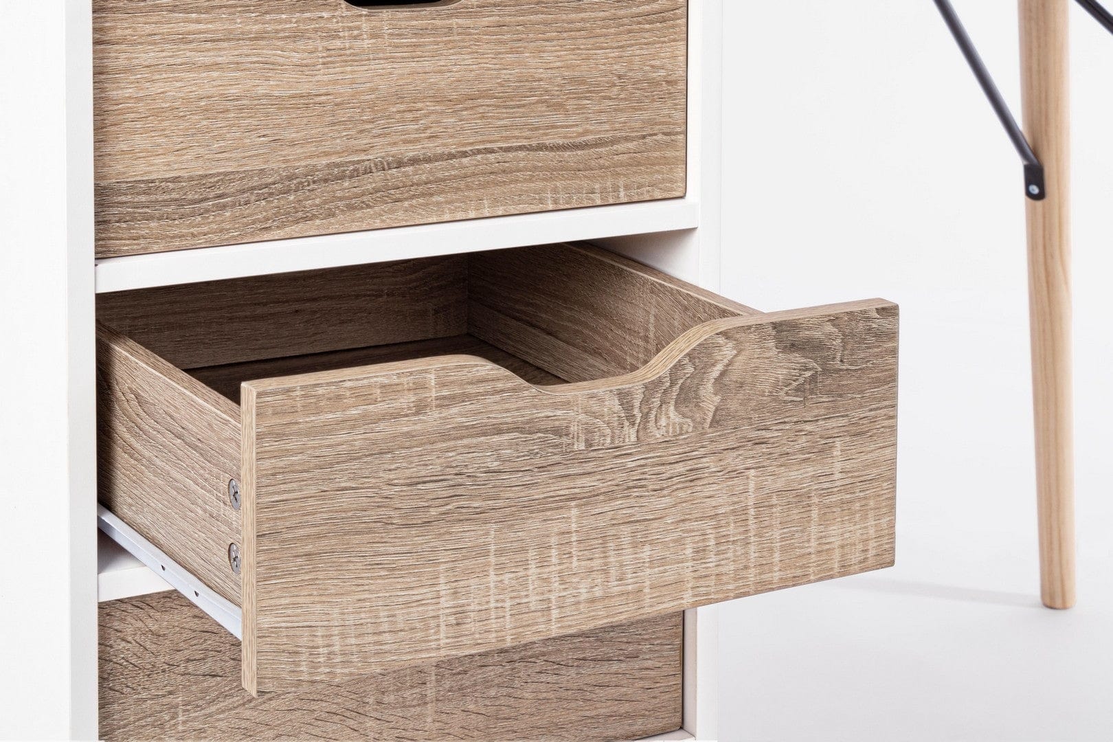 Masa de birou din pal si lemn, cu 4 sertare Alberta Natural / Alb, L120xl60xH75 cm (6)