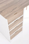 Masa de birou din pal si lemn, cu 4 sertare Alberta Natural / Alb, L120xl60xH75 cm (7)