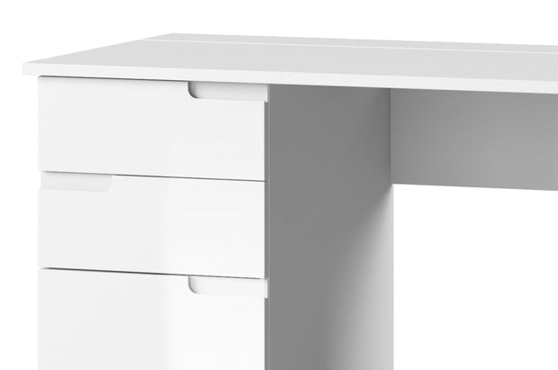 Masa de birou din pal si MDF, cu 2 sertare si 2 usi Gabrielle 15 Alb, L158xl67xH76 cm (1)