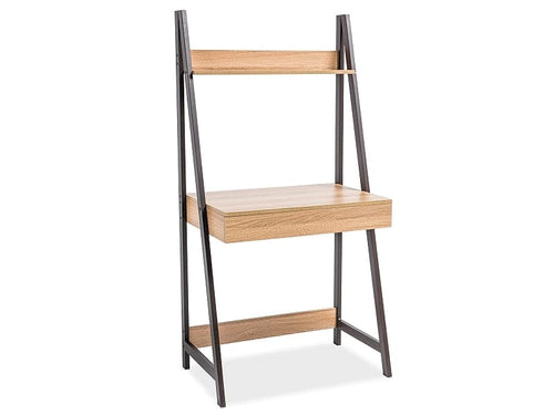 Signal Masa de birou din pal si metal, cu etajera si 1 sertar, Melisandre B Stejar / Maro Inchis, L74xl48xH146,5 cm