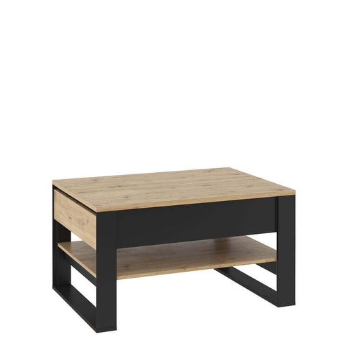 Lenart Masa de cafea cu 2 sertare, din pal, Quant 09 Stejar Artisan / Negru, L100xl70xH55 cm