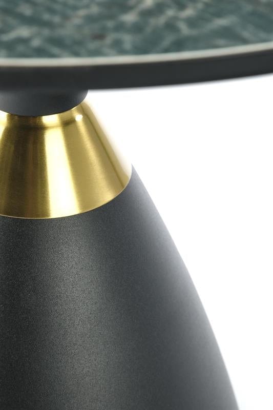 Halmar Masa de cafea din ceramica si metal, Morenis Verde / Negru / Auriu, Ø50xH52 cm