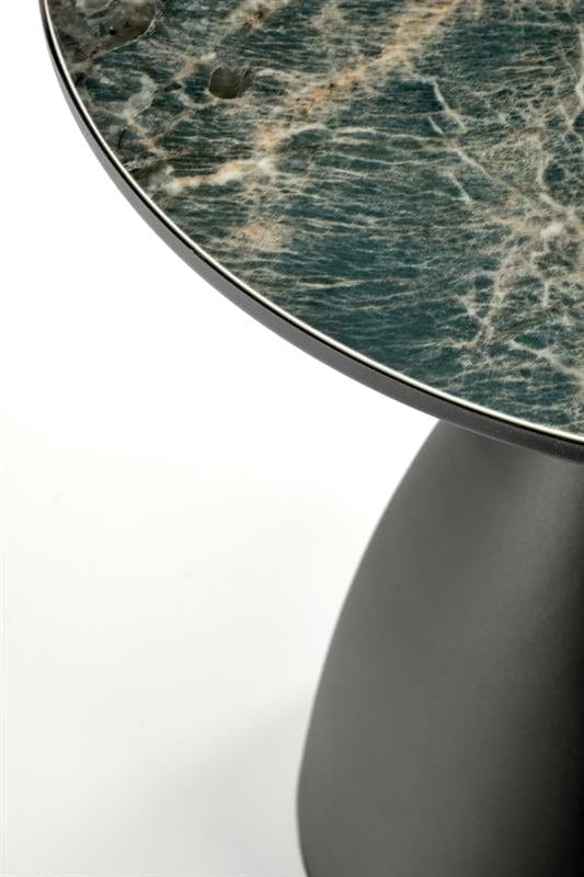 Halmar Masa de cafea din ceramica si metal, Morenis Verde / Negru / Auriu, Ø50xH52 cm