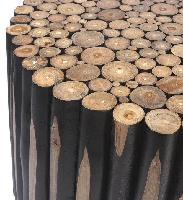 Masa de cafea din lemn, Cody Large Negru / Natural, Ø70xH50 cm (3)