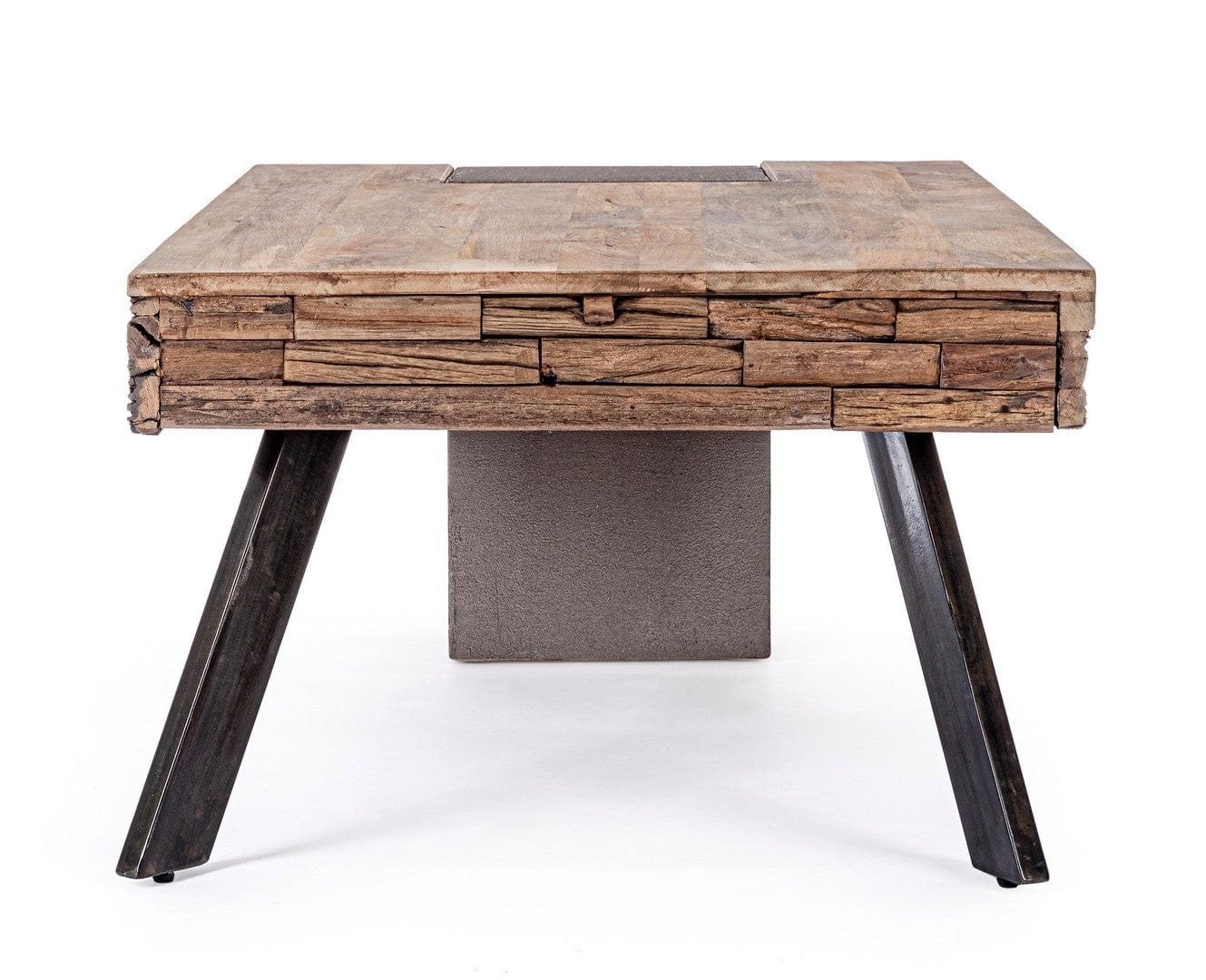 Bizzotto Masa de cafea din lemn de mango si metal, Manchester Natural / Gri / Negru, L118xl70xH45 cm