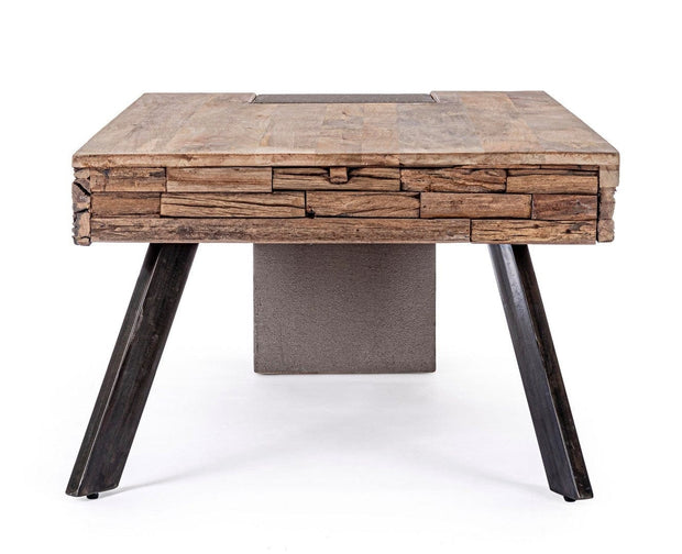 Bizzotto Masa de cafea din lemn de mango si metal, Manchester Natural / Gri / Negru, L118xl70xH45 cm