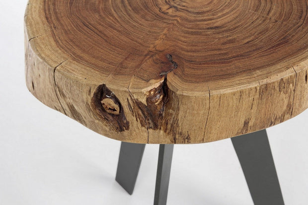 Masa de cafea din lemn de salcam si metal Aron Small Round Natural / Negru, Ø32xH39 cm (4)