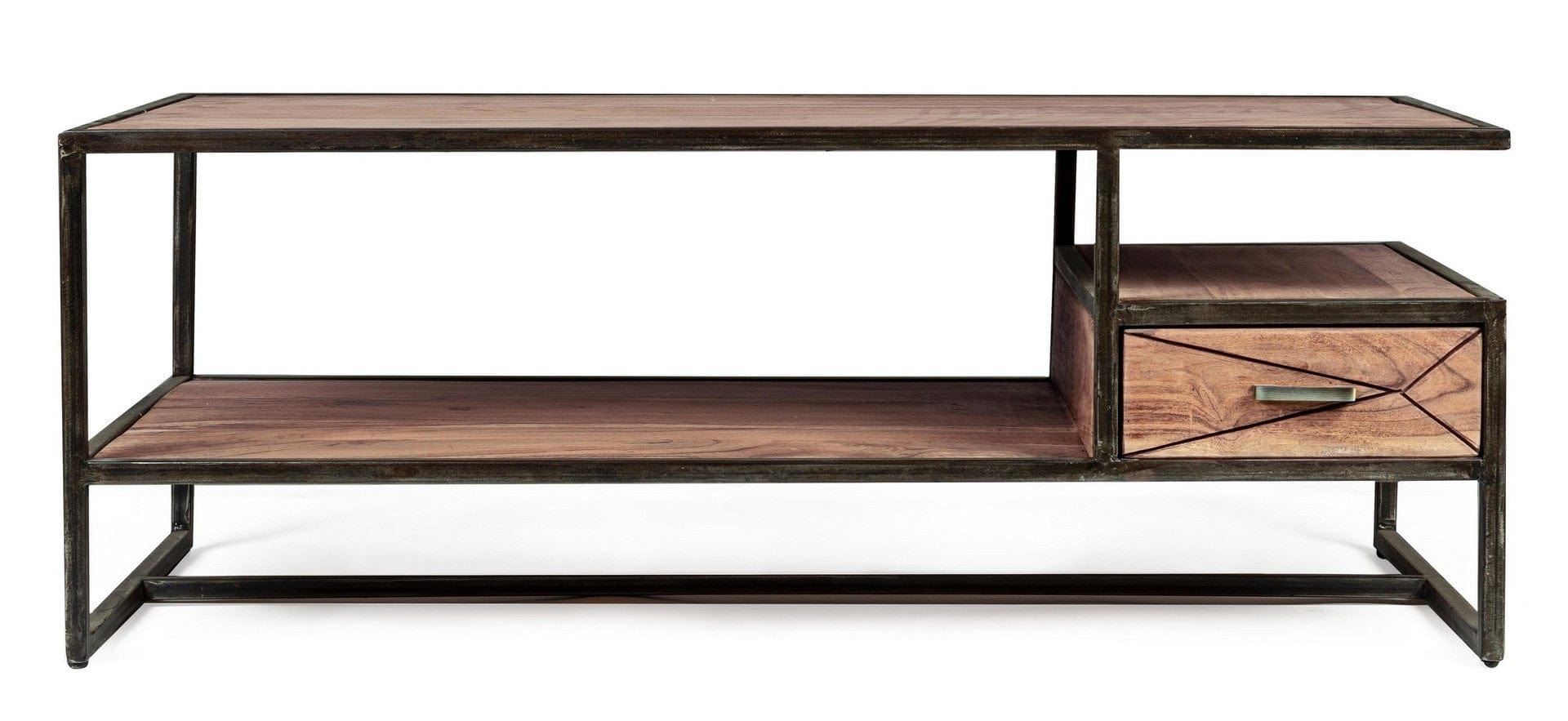 Masa de cafea din lemn de salcam si metal, cu 1 sertar, Egon Natural, L120xl60xH45 cm (2)