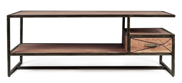 Masa de cafea din lemn de salcam si metal, cu 1 sertar, Egon Natural, L120xl60xH45 cm (2)