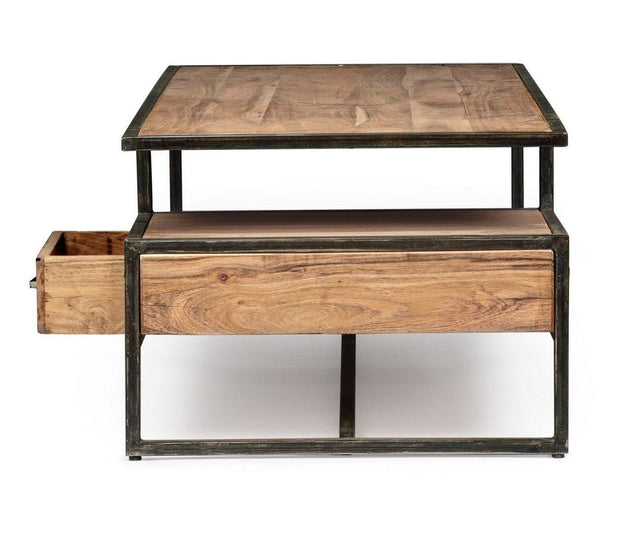 Masa de cafea din lemn de salcam si metal, cu 1 sertar, Egon Natural, L120xl60xH45 cm (6)