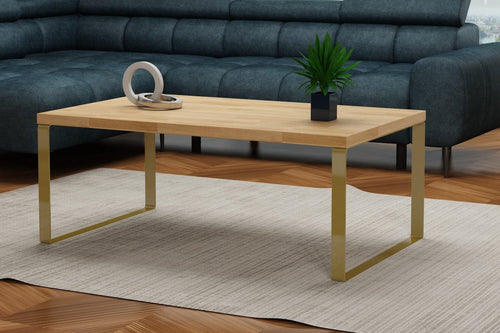 Wersal Masa de cafea din lemn de stejar, cu picioare metalice, Covalis Stejar / Auriu, L100xl60xH39 cm