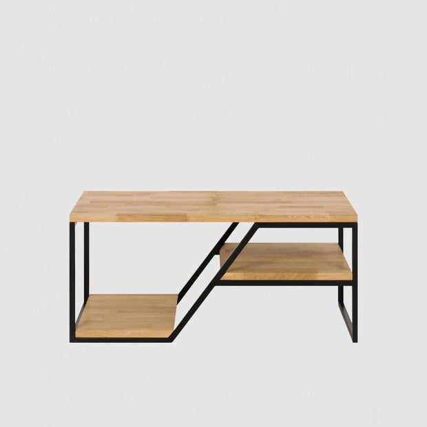 Wersal Masa de cafea din lemn de stejar, cu picioare metalice, Ellisa Stejar / Negru, L100xl50xH45 cm