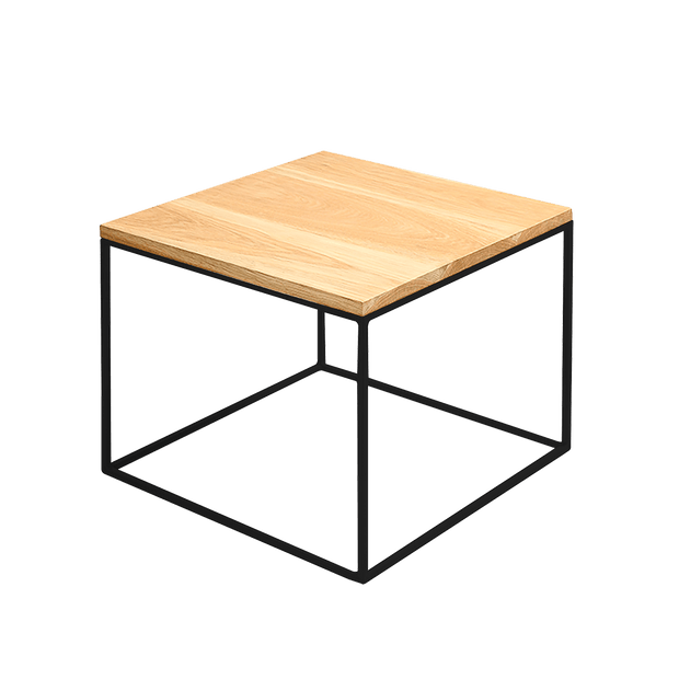 Masa de cafea din lemn si metal, Tensio Wood Stejar / Alb, L50xl50xH45 cm