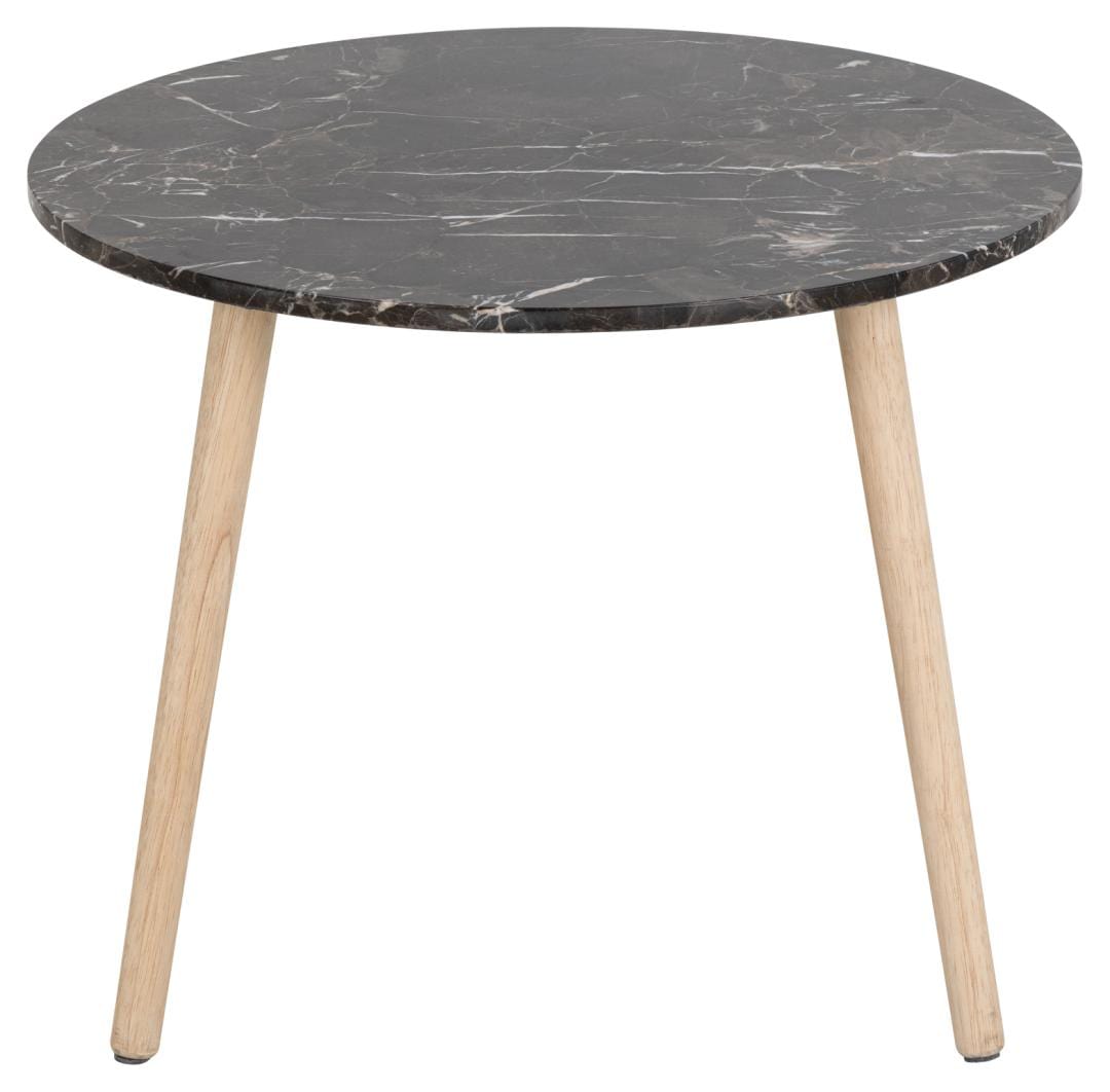 Masa de cafea din marmura si lemn, Roslin Maro / Stejar White Wash, Ø60xH45,5 cm (1)