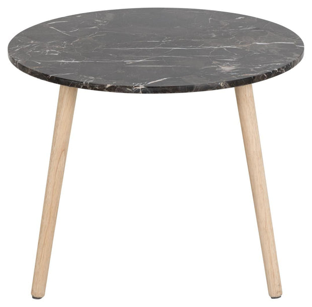 Masa de cafea din marmura si lemn, Roslin Maro / Stejar White Wash, Ø60xH45,5 cm (1)