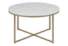 Masa de cafea din marmura si metal, Alisma Alb / Alama, Ø80xH46 cm