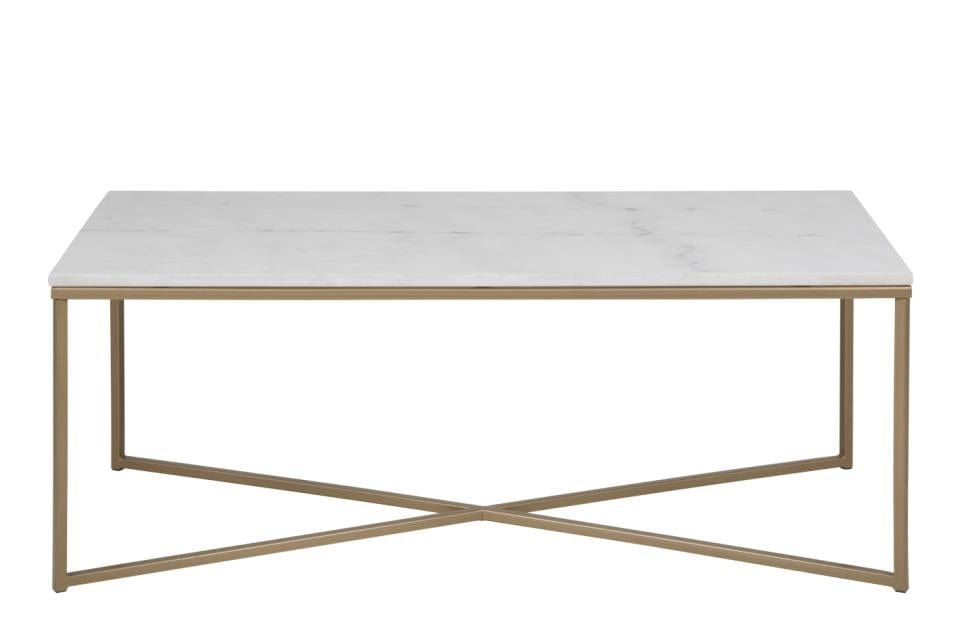 Masa de cafea din marmura si metal, Alisma Rectangle II Alb / Alama, L120xl60xH46 cm (2)